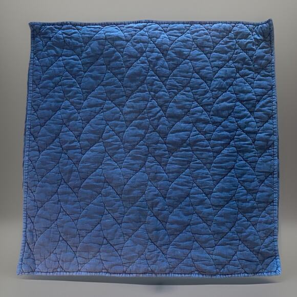 Pair West Elm Euro Sham Quilted Brushed Denim Blue Cotton 26"squ. Envelope Back - Picture 2 of 5